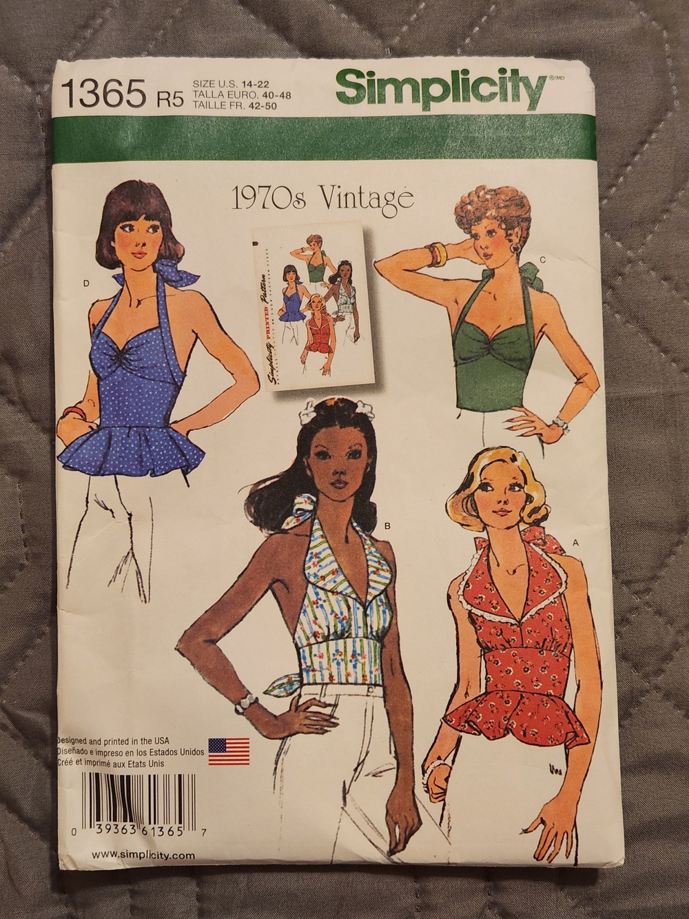 Simplicity 1970s Vintage Halter Peplum Top Uncut Pattern